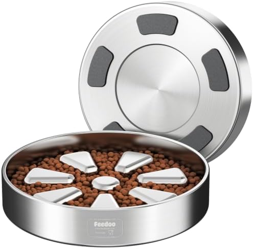 Feedoo Slow Feeder Dog Bowl Large Breed 4-Cup, Double-Wall Stainless Steel by BestforYourPetsHealth