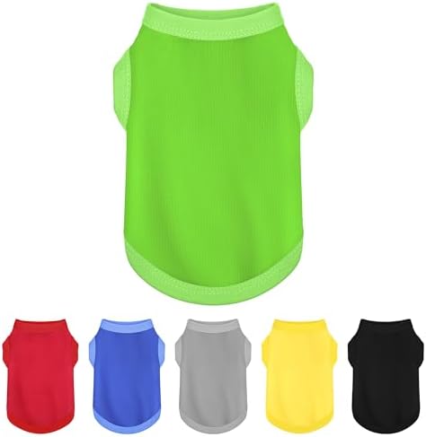 Elevate Your Dog's Fashion Quotient with Colorful and Breathable Sleeveless Cotton Shirts! Perfect Pet Apparel for Small to Medium Dogs Green M by Paiaite