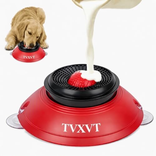 Rolling Lick Feeder Ball Bowl with Suction Cups Anti Slip Slow Feeder Interactive Puzzle Enrichment Toy for Dogs Cats Suitable for Wet Food Yogurt Bone Broth Nutrient Liquid (Red) by Unknown