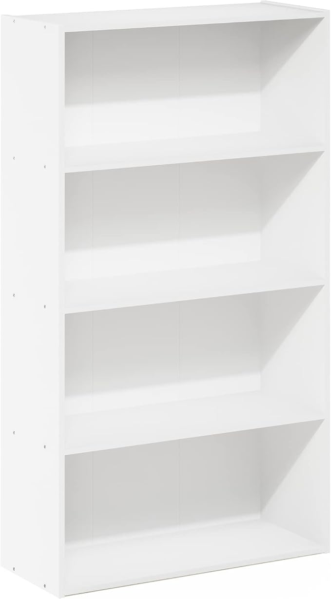 Furinno PASIR Book Shelf, 4-Tier Bookshelf, Bookcase with Open Shelf, 9.4 x 23.6 x 41.7, for Living Room, Bedroom, Home Office, White - Image 6