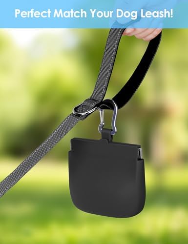 1Cup Silicone Dog Training Treat Pouch for Leash or Belt Loop(Black) - Image 4