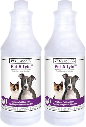 Vet Classics Pet-A-Lyte Oral Electrolyte Solution for Dogs and Cats – Helps Replace Fluids Lost from Pet Dehydration, Diarrhea, Vomiting – Replaces Dog Electrolytes – 32 Oz. (Pack of 2) by Vet+Classics