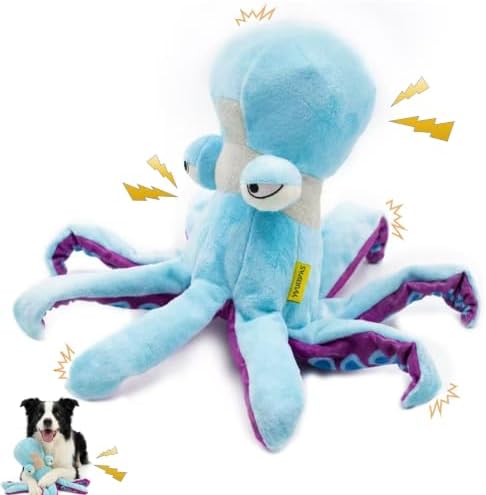 Octopus Dog Toys Squeaky Crinkle Plush Chew Toy for Small Medium Large by LydaPKS