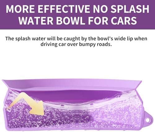 SLSON Spill Proof Dog Water Bowl for Cars,Collapsible No Splash Dog Travel Bowls Integrated Molding Portable Pet Bowl for Road Trip Truck,RV,SUV,Boat Accessories (Purple) - Image 4