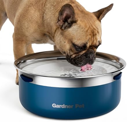 Gardner Pet Slow Water Bowl for Dogs, Stainless Steel Dog Water Bowl, 2L by GardnerPet