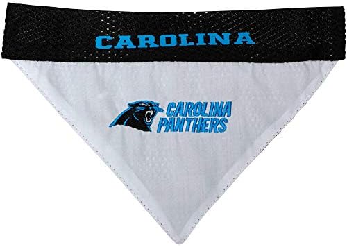 NFL DOG BANDANA - CAROLINA PANTHERS REVERSIBLE PET BANDANA. 2 Sided Sports Bandana with a PREMIUM Embroidery TEAM LOGO, Small/Medium. - 2 Sizes & 32 NFL Teams available - Image 2