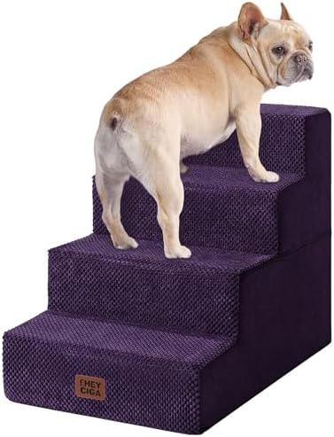 EHEYCIGA Dog Stairs for Bed 18" H, Dog 4-Steps for High Bed, Purple by EHEYCIGA