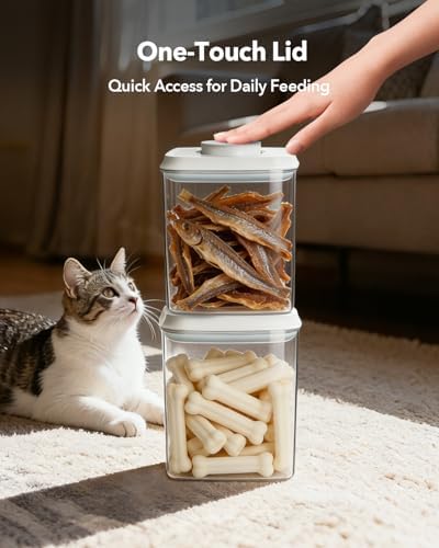 Dog Food Storage Container with One-Touch Lid, 4.22 QT / 4.0 L BPA-Free Cat Food Storage Container，Stackable Durable PET with 130ml Scoop, for Kibble, Treats, and Precise Feeding - Image 3