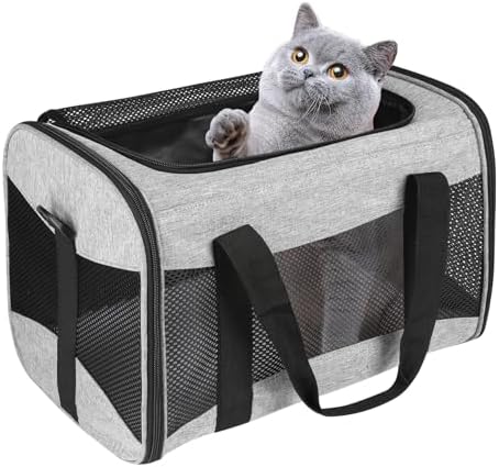 Small Animals Cat Carrying Case Pet Carrier Airline Approved, Protable and Breathable Pet Travel Carrier Removable Fleece Pad Collapsible Cat Carrier Dog Carrier Small Cats Dogs(15 * 10 * 10) by home