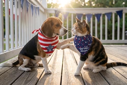 American Flag Dog Bandanas 3 Pack Small, 4th of July Patriotic Pet Scarf Bandana for Small Dogs Cats, Independence Day Memorial Day Red White Blue Holiday Costume Polyester - Image 6