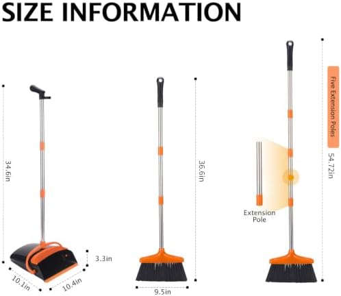 Broom and Dustpan Set,54.72" Long Handle,Standing Dustpan,1-Pack - Image 2