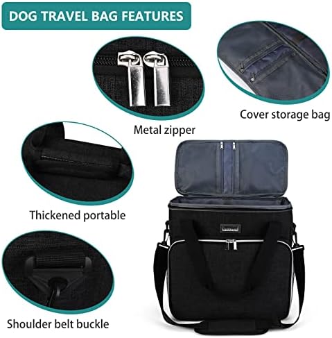 BAGLHER Dog Travel Bag, Pet Travel Bag (ALL Pet Travel Supplies), With 2 Pet Food Containers and 2 Collapsible Silicone Bowls; Essential Kits for Travel Black - Image 4