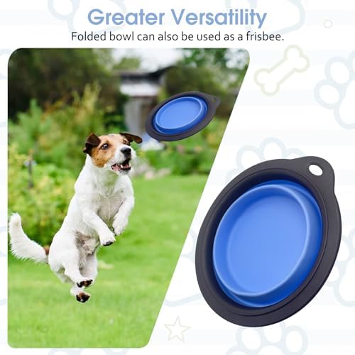 PINVNBY Elevated Portable Dog Bowl, Travel Raised Stand with Collapsible Silicone Double Diner Bowls Non-Slip Food and Water Bowls Holder for Small Dogs and Cats - 14.6" L x 7.5" W x 3.9" H - Image 4