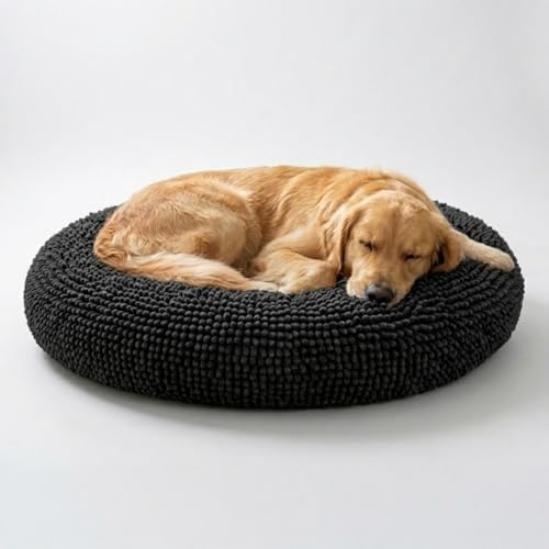 Muddy Mat® Cloud K-9 Bed for Dogs & Cats, Soft & Relaxing Donut Dog Bed, Chenille Material, Removable Cover, Washable & Dryer Safe–Black Large(40'x40') by MuddyMat%C2%AE