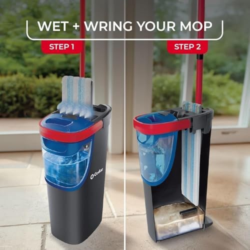 O-Cedar H2prO Flat Mop System with 2 Mop Head Refills | Quick Cleaning Tool | Clean with Clean Water | Machine Washable Reusable Microfiber Mop Pad | Safe on Wood Floors, Vinyl,Tile, Baseboards, Walls - Image 2