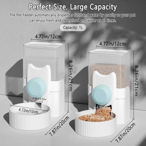 kathson Rabbit Feeder,Bunny Water Bottle Dispenser,Pet Cage Food Bowl,Blue - Image 2