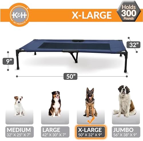 K&H Outdoor Elevated Dog Bed for Large & Extra-Large Pets, Blue, XL 50x32in - Image 3