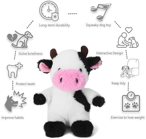 Blnboimrun Dog Toys Puppy Toys Interactive Dog Toys for Small Medium Large Dogs, Squeaky Dog Chew Toys to Keep Them Busy, Plush Dog Toy with Crinkle Paper Stuffed (Cow) - Image 3