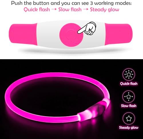 Led Dog Collar,BSEEN USB Rechargeable Light up Flash Dog Necklace - Image 2