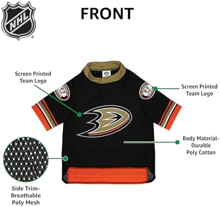 NHL Anaheim Ducks Jersey for Dogs & Cats, Small. - Let Your Pet Be A Real NHL Fan! - Image 4