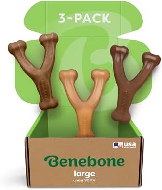 Benebone 3-Pack Wishbone Dog Chew Toy for Aggressive Chewers, Large by Benebone