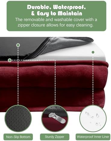 Spotted Play Orthopedic Dog Bed with Sides - Sofa Beds for Medium Dogs, Supportive Foam Pet Couch Bed with Washable Removable Cover, Waterproof Lining and Non-Slip Bottom, Burgundy - M - Image 6