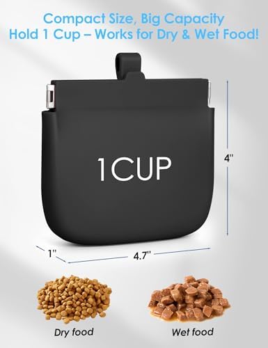 1Cup Silicone Dog Training Treat Pouch for Leash or Belt Loop(Black) - Image 6