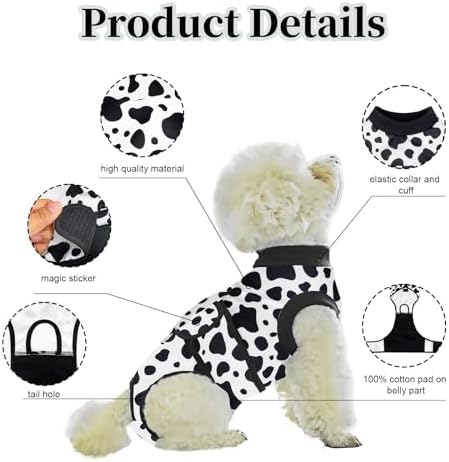 Dog Surgery Recovery Suit,Female Male Dog Onesie for Spay Neuter,Substitute E-Collar & Cone,Anti-Licking Breathable Onesie for Small Medium Large Dogs,Cow Large - Image 3