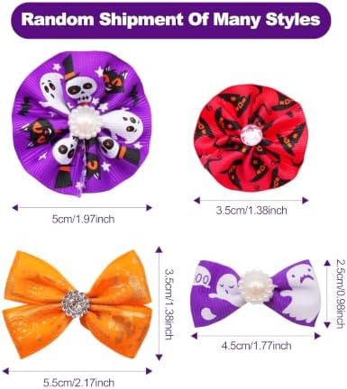 PET SHOW 100 Pack Halloween Small Dog Hair Bows Bulk with Rubber Bands - Image 2