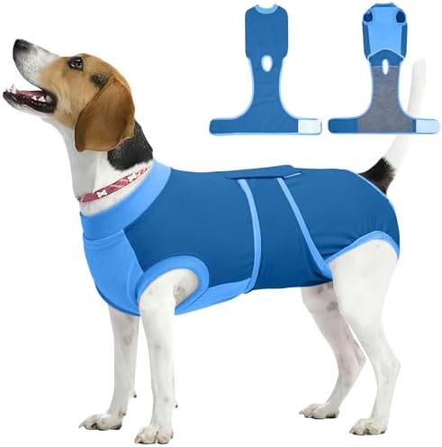 Kuoser Dog Recovery Suit, Female Male Spay Neuter Surgery Suit, Blue, M by Kuoser