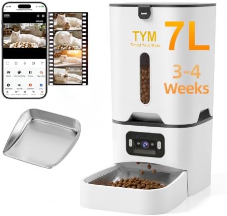 TYM Automatic Cat Feeder with Camera, 5G WiFi Food Dispenser for Small Pets by TYM