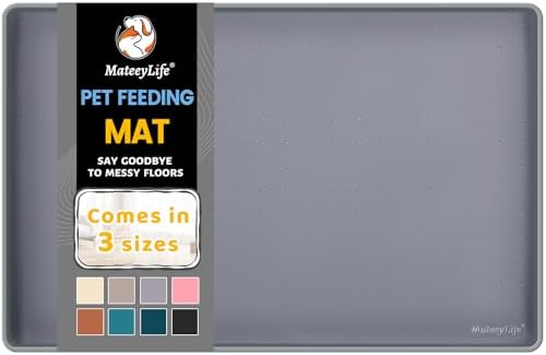 MateeyLife Silicone Cat & Dog Food Mat for Floors Waterproof, Anti-Slip Dog Bowl Mats for Food and Water, Pet Feeding Mats with Lip to Prevent Spills, Pet Placemat for Messy Drinkers to Protect Floors by MateeyLife