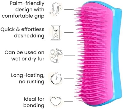 Pet Teezer De-Shedding Dog Brush for Long Hair Breeds, Large, Blue & Pink - Image 4