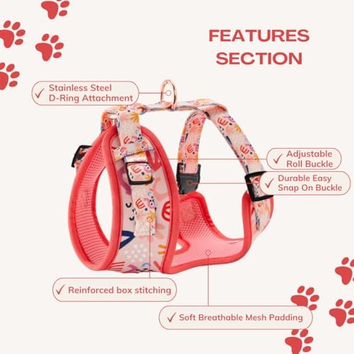Wagging Tail Premium No Pull Dog Harness - Adjustable, Soft, Cute Dog Vest for Medium, Large & Small Dogs (Pink Bohemian, Small) - Image 4