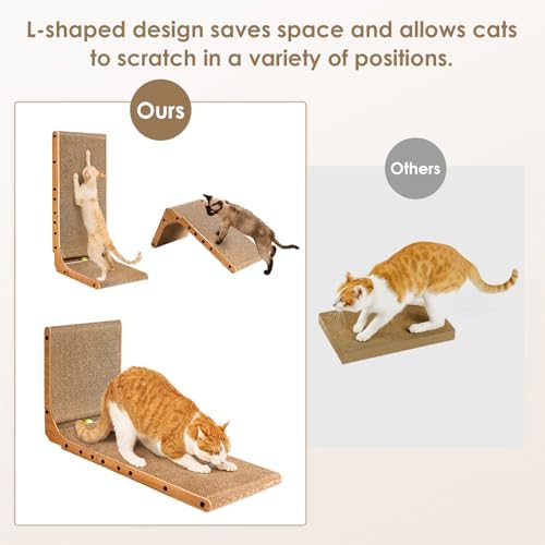 EHEYCIGA Cardboard Cat Scratcher for Indoor Cats, 32 Inch, Brown - Image 4
