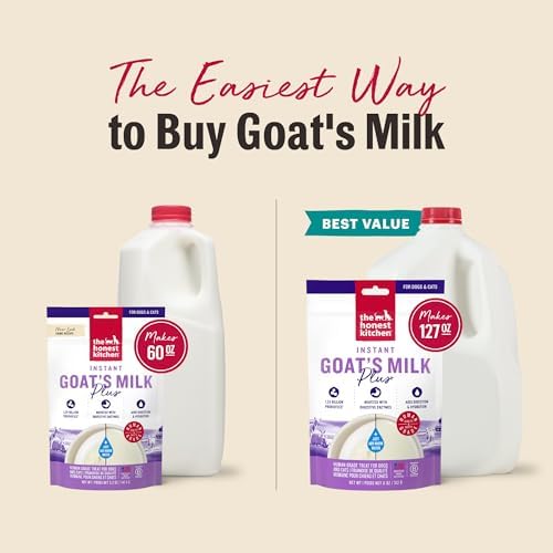 The Honest Kitchen Instant Goat’s Milk with Probiotics for Dogs and Cats, Human Grade Powder Drink Mix, Digestive Health Support, Food Topper or Treat, Just Add Water, 11 oz Pouch Makes 127 oz - Image 4