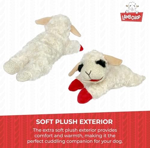 Multipet Lamb Chop Dog Plush Toy - Squeaky Toy for Small & Medium Dogs - Extra Soft Plush - Stuffed Animal for Cuddling & Playing (10", Cream, 5 Squeakers) (Pack of 2) - Image 6