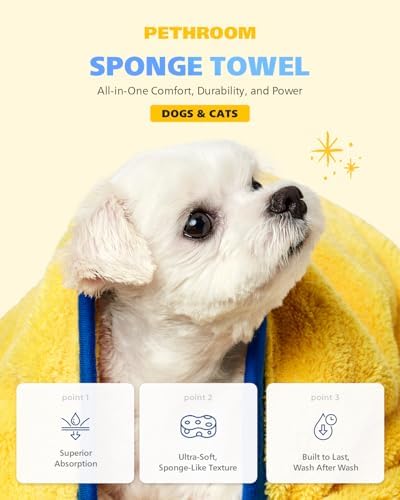 PETHROOM Ultra Absorbent Pet Towel | Quick-Drying, Soft Microfiber Dog & Cat Bath Towel | Lightweight, Durable, Fast Water-Soaking | Ideal for All Breeds (Large) 23.6" x 47.2" (Pack of 2) - Image 2