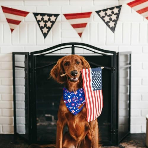 2 Pieces 4th of July Dog Bandanas, Patriotic Dog Bandanas Double Sided Reversible Triangle Scarves with American Flag Stars and Stripes Design for Dogs and Cats - Image 6