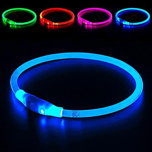 Light up Dog Collar, BSEEN USB Rechargeable Led Flash Dog Necklace by BSEEN