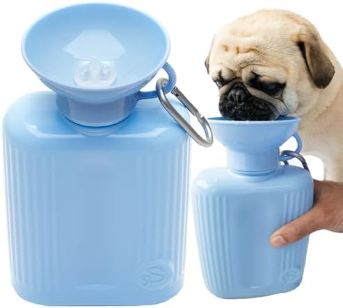 Springland 44oz Classic Portable Dog Water Bottle with Built-in Bowl, Blue by Springland