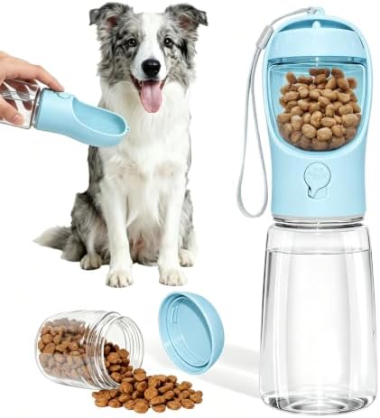 Portable Dog Water Bottle with Food Container, Drinking Bottle for Travel by Liphier