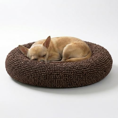 Muddy Mat® Cloud K-9 Bed for Dogs & Cats, Soft & Relaxing Donut Dog Bed, Chenille Material, Removable Cover, Washable & Dryer Safe–Brown Small(25'x25') by MuddyMat%C2%AE