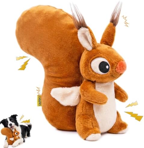 Squirrel Plush Dog Toy with Squeaker & Crinkle Paper Interactive Stuffed by LydaPKS