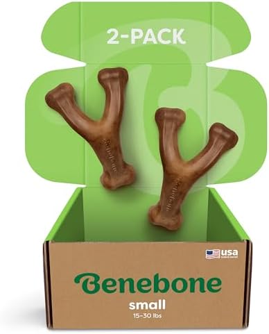 Benebone 2-Pack Wishbone Chew Toy for Aggressive Chewers, Real Bacon, Small by Benebone