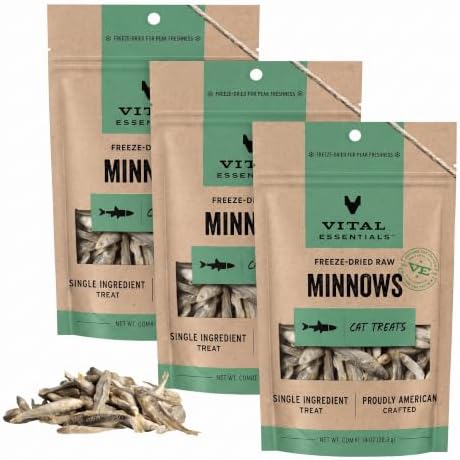 Vital Essentials Freeze Dried Minnows Cat Treats | Single Ingredient | Premium Quality | Grain Free, Healthy Treats for Cats, 1 oz Bag (Pack of 3) by VitalEssentials