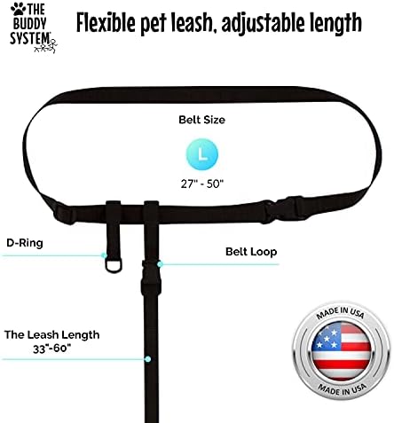 The Buddy System - Hands Free Dog Leash - Small Dog, Large Belt, Black - Image 3