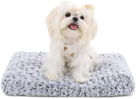 KSIIA Washable Dog Bed Small Dog Crate Bed Deluxe Plush Mat 21"x13" Gray by KSIIAPetProducts