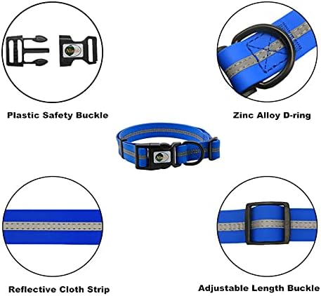 Nimble Reflective Waterproof Dog Collar Adjustable Odor Resistant Easy Clean Pet Collar for Small Medium Large Dogs Night Walking Outdoor Rainy Use (Small (9.45”-14.17”inches), Blue) - Image 4