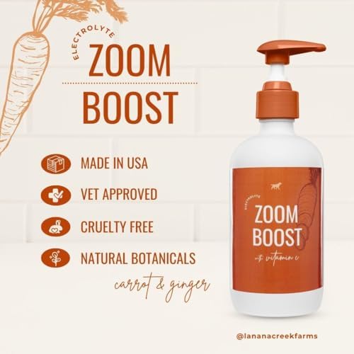 Lanana Creek Farms® Zoom Boost Electrolyte 7.7 oz Glass Bottle with Pump | Ideal for Active Dogs | Rapid Absorption and Easy Digestion | Carrot and Ginger Flavored - Image 2